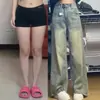 Jeans Vintage de Pierna Ancha con Dobladillo para Mujer, Novedad de Primavera, Cintura Alta, Adelgazantes, Tubo Recto Vintage, Pantalones Largos