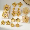 Pendientes Europeos y Americanos de Acero Inoxidable, Lujo Accesible Pendientes Sencillos de Flor Metálica Francesa, Textura Asimétrica, Pendientes Grandes Exagerados