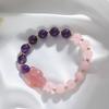 [Purple Hill Fox] Pulseira de Cristal Natural Feminina Design de Pulseira de Ametista Coreana Atacado de Pulseira de Cristal Rosa