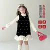 Nuevo Vestido Elegante y de Moda para Niña con Piel de Zorro Plateado y Bordes Fruncidos, Conjunto de Vestido de Princesa