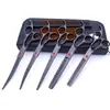 Tijeras de belleza para mascotas de 7.0 pulgadas color negro galvanizado 5 dientes de corte recto tijeras de corte curvo tijeras de hueso de pescado peine de fila en stock