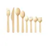 Set de cubiertos de madera desechables ecológicos, incluye tenedores, cucharas y cucharas de postre, apto para helados, pasteles, comidas estilo occidental, fiestas, picnics y comida para llevar