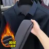 Camisa polo de negocios de manga larga para hombre de invierno, forrada de forro polar, cálida y cómoda, estilo nuevo para hombres de mediana edad, casual y versátil