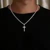 Colar com Pingente de Cruz de Aço Inoxidável Estilo Novo Europeu e Americano Transfronteiriço, Corrente de Pescoço Simples Versátil Personalizada para Homens, Joias para Atacado