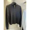 MISS Misi Jia Outono Estilo Coreano Textura Waffle Versátil Gola Alta Zíper Duplo Suéter Cardigan A0926