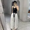 Pantalones de pierna ancha para mujer de comercio transfronterizo, diseño adelgazante, estilo de corbata, versátiles, holgados, con aspecto de ropa de trabajo, frescos y guapos, versión coreana