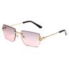 Gafas de Sol de Moda Transfronteriza con Bordes Cortados, Gafas de Sol Metálicas sin Montura de Leopardo de Alta Gama, Gafas de Sol Modernas Europeas y Americanas