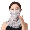 Mascarilla con protección solar integrada, velo de seda de hielo, protector de cuello, bufanda pequeña, doble uso, transpirable, lavable, estampada, elegante, estilo delgado