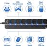 Divisor USB 3.0 de Siete Botones con Interruptor Diamante Transfronterizo, Expansor USB Multipuerto, USB Hub de Transmisión de Alta Velocidad
