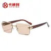 Gafas de Sol Cuadradas de Borde Cortado Sin Marco Europeas y Americanas, Estilo Callejero de Moda, para Vacaciones, Viajes, Protección Solar, Moda, Gafas de Sol Transfronterizas