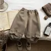 Calça de Inverno Estilo Coreano para Bebê com Forro de Fleece Calça Grossa para Bebê com Renda no Tornozelo Calça Casual Versátil Estilosa para Menininhas