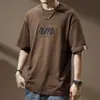Camiseta de Manga Corta para Hombre Estilo Americano, Peso Pesado, Estampada, Otoño, Corte Holgado, Talla Grande, Manga Media, Camiseta de Marca Trendy Oversize