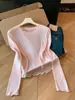 Camiseta de protección solar de manga larga con volantes estilo francés para mujer, nuevo modelo de principios de otoño, estilizada, fluida, suave y con diseño elegante top A13544