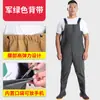 Pantalones de vadeo de una sola pieza engrosados con tirantes para pescar, pantalones de vadeo masculinos de media longitud duraderos y resistentes al desgaste para pesca y pesca en el mar