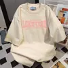 Novas Camisetas de Manga Curta com Estampa de Letras Estilo Verão 2025 para Homens e Mulheres, Tops Largos da Moda e Versáteis