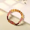 Pulsera de Citrino Natural Mingtai Crystal, Cuentas de Cinabrio, Cristal Amarillo Tower de Nicho, Cristal de Fresa, Pulsera Pixiu para Mujer