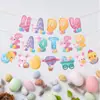 Decoración para Fiesta de Pascua Suministros Flor de Tirar Colgante Conejo Huevo Carnaval Fiesta de Cumpleaños Decoración Banderín de Tirar