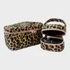 Bolso Estilo Nuevo Estampado de Leopardo Caja Cuadrada Pequeña Neceser Tridimensional de Aspecto Elegante Impermeable para Mujer Bolsa de Almacenamiento de Viaje Portátil de Gran Capacidad