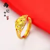 Vietnam areia ouro amor moedas uma variedade de abertura de anel senhoras latão banhado a ouro fu palavra duas gerações feliz anel atacado
