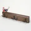 Cabide de parede retrô doméstico rack de armazenamento traseiro de porta de parede cabide de casaco corredor roupas cabide de madeira maciça metal