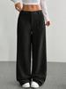 Comercio Exterior Europeo y Americano Amazon Transfronterizo Ropa Casual para Mujer con Bolsillos Delanteros y Traseros Holgados Color Sólido Bolsillos Pantalones de Pierna Ancha Largos Casual