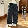 Pantalones de Pierna Ancha de Otoño para Niñas 2026 Nuevo Estilo para Niños Medianos y Mayores Estampado Completo Corazón Dibujos Animados Holgados Elegantes Casuales
