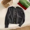Blanqueamiento ~ Suéter de Punto Popular Redondo Azul Klein Otoño e Invierno para Mujer, Chaqueta de Punto Cardigan Botón Dorado Estilo Pequeño Fragante Ropa Interior
