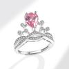 Deseo transfronterizo Coronación aixiyu anillo de circonita con forma de gota de agua y pera para mujer moissanita esmeralda azul tesoro anillo de corona
