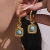 Collar Colgante Cuadrado de Perla de Agua Dulce Azul Turquesa Natural de Ensueño Anillo Pendientes Conjunto de Acero Inoxidable Exquisito de Lujo