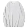 Camiseta Gola Careca Manga Longa Algodão Puro Pesado Cor Sólida Unissex Caimento Solto Oversized Camisa Base Versátil Camada de Base