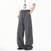 Pantalones Finos de Seda de Hielo para Hombre Verano 2025, Pantalones Casuales Rectos Sueltos con Caída, Pantalones de Vestir Grises