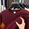Moletom Masculino Outono Inverno Nova Temporada Descente Algodão Gola Redonda Pulôver Cor Sólida Manga Longa Casual Versátil Solto Camada Base Top