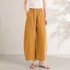 Calça Scimitar de Tencel Lyocell para Pessoas Baixas, Alonga as Pernas, Solta Comprimento Nove Décimos Perna Larga Preguiçosa Emagrecimento Calça Casual