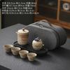 Juego de té de viaje adecuado para una tetera de tres o cuatro tazas de gres, taza de té para invitados rápida, tetera de kung fu portátil para exteriores, regalo de mano