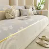 Almofada de sofá em chenille cor creme estilo francês, adequada para todas as estações, novo modelo 2026, capa antiderrapante para assento de sofá