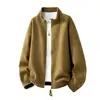 Cardigan com Gola Alta Outono/Inverno 2026, Jaqueta Suéter de Tricô com Caimento Solto, Casaco Longo Masculino Versátil Casual Relaxado com Zíper
