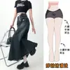 Saia Jeans Retrô Tamanho Grande mm Feminina Primavera & Outono 2025 Nova Saia Barra Desfiada Reta Cintura Alta Skinny Longa
