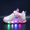 Zapatos para Niñas con Luces 2026 Primavera/Otoño Nuevos Zapatos Deportivos de Malla Transpirable para Niñas Pequeñas y Jóvenes Zapatos de Princesa