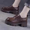 Zapatos de Cuero Pequeños con Suela Gruesa que Aumentan la Altura, Estilo Británico, con Cordones, Suela de Plataforma, Mocasines Pequeños para Mujer, Nueva Colección Primavera/Otoño 2026