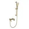 Grifo para Bañera Caliente y Fría con Barra Ajustable, Juego de Ducha de Cobre con Salida Giratoria, Montaje en Pared