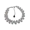 Conjunto de collar y pulsera estilo Chanel con espiga de trigo y perlas de agua dulce, cadena de suéter en capas de nicho, gargantilla elegante con cuentas para mujer