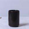 Taza recta de cerámica blanca y negra estilo japonés con plato de bambú sin asa taza para cepillo de dientes de hotel taza para enjuague bucal logo imprimible