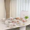 Taza de Café, Plato de Cena Estilo Occidental, Plato Plano Serie de Cartas del Tarot, Juego de Té de la Tarde Retro Estilo Europeo, Juego de Platos para Postre para el Hogar
