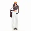 Transfronteiriço 2026 calças compridas casuais femininas de perna larga estilo americano fluidas retrô brancas calças compridas damasco claro brancas