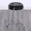 Taburete doméstico hecho de plástico engrosado, taburete alto para mesa de comedor, apilable, taburete de madera simple y elegante, taburete redondo de acero resistente