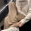 Calça casual de veludo cotelê estilo americano para homens, marca da moda, corte solto, tamanhos grandes, outono e inverno, alta costura, perna reta, esportiva, perna larga, calça comprida