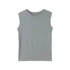 Camisola Lyocell Tencel para Mulheres, Roupa de Verão, Gola Redonda, Lã Acetato Tricotada, Alça Larga, Cobertura Lateral para o Peito, Top Sem Mangas