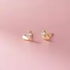 Pendientes de Corazón Asimétrico con Diamante Estilo Ins Exquisitos y Sencillos Diseño de Nicho Plata de Ley S925 Nalan M07462