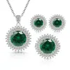 Transmissão Ao Vivo Venda Quente Girassol Totalmente Cravejado com Diamantes Coloridos Pedras Preciosas Oito Corações Oito Flechas Conjunto de Anel Colar Brincos Feminino Zircônia