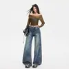 Jeans retro de pierna ancha transfronterizos para mujer, colección otoño 2026, corte holgado, adelgazantes, de pierna recta, largos hasta el suelo, pantalones vaqueros